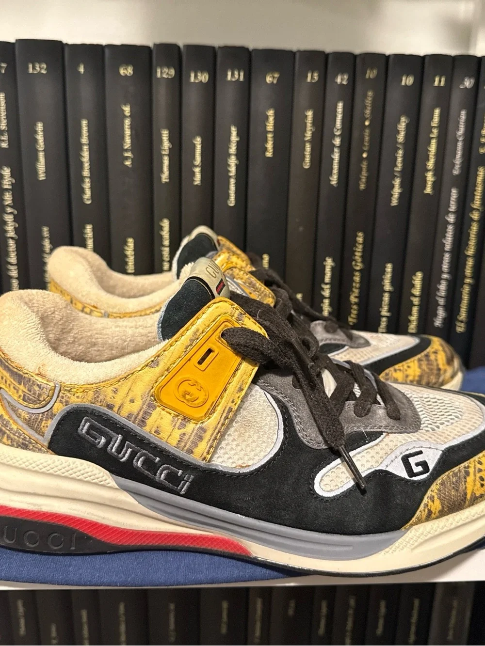 Men’s Gucci Ultrapace sneakers in yellow tejus printed colorway